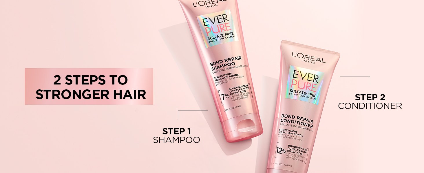 L'Oréal Paris EverPure Sulfate-Free Bonding Shampoo and Conditioner, Education Module Content Routine Steps